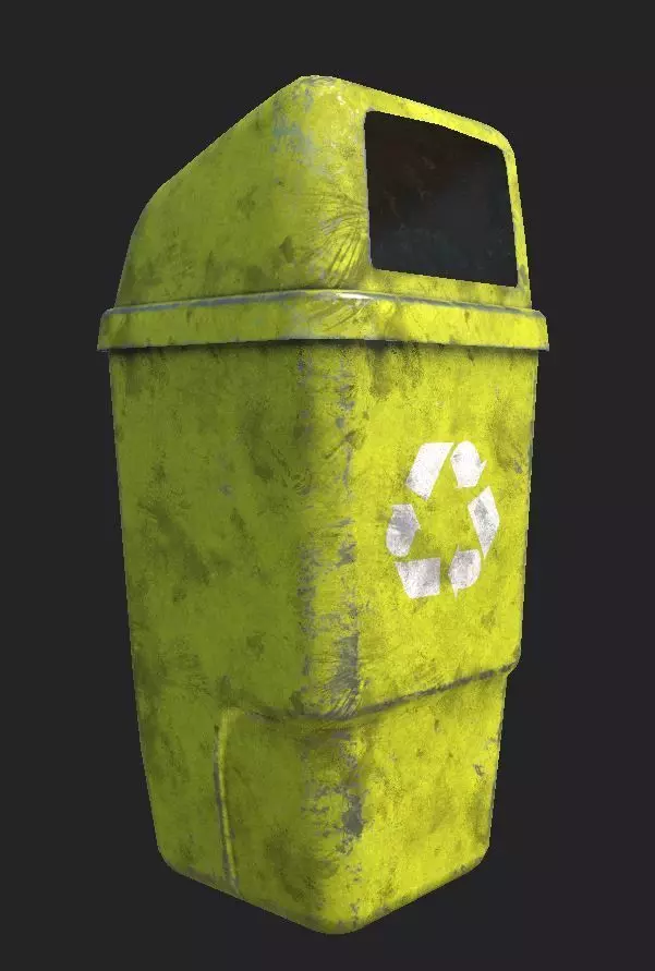 Old Bin PBR 3D Model Low-poly 3D model_0