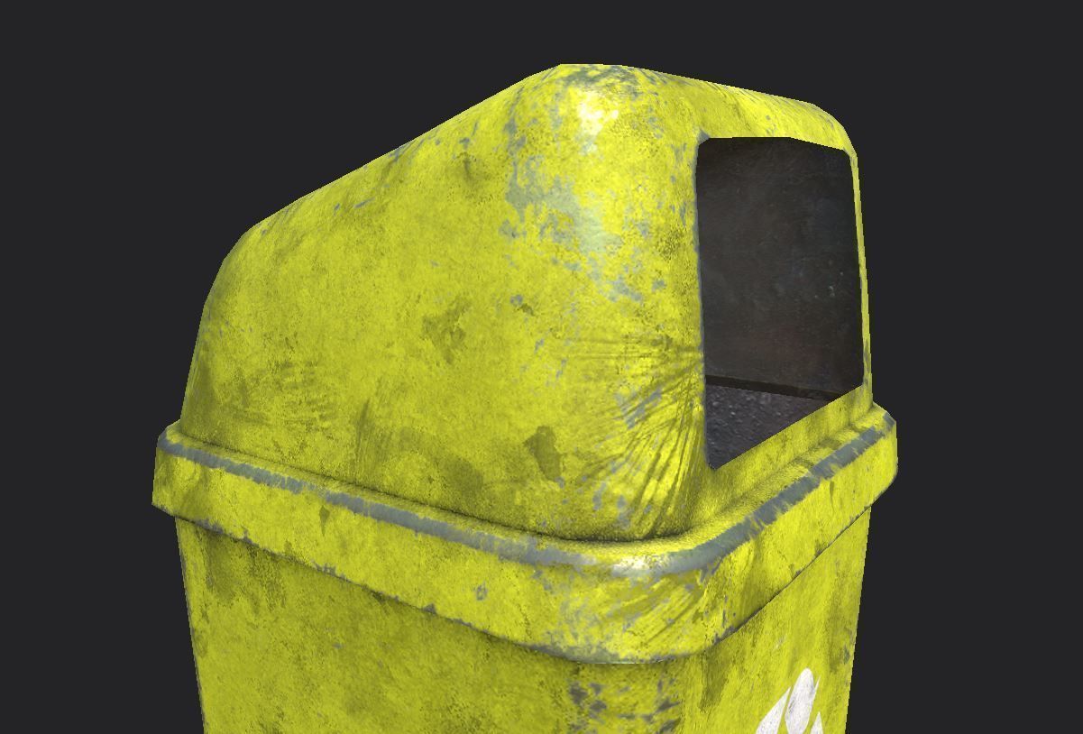 Old Bin PBR 3D Model Low-poly 3D model_5
