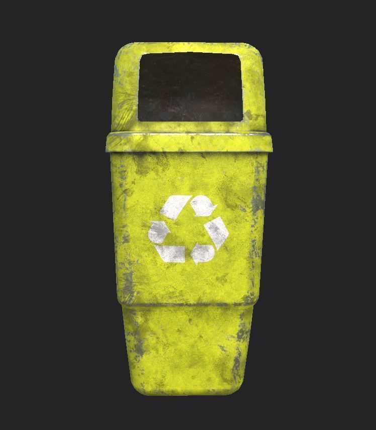 Old Bin PBR 3D Model Low-poly 3D model_1