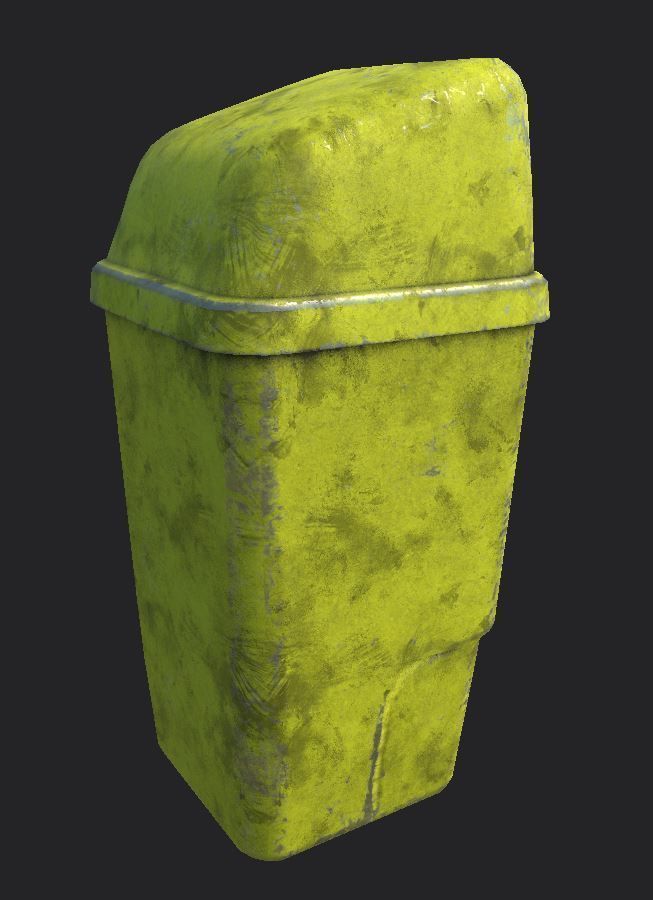 Old Bin PBR 3D Model Low-poly 3D model_3