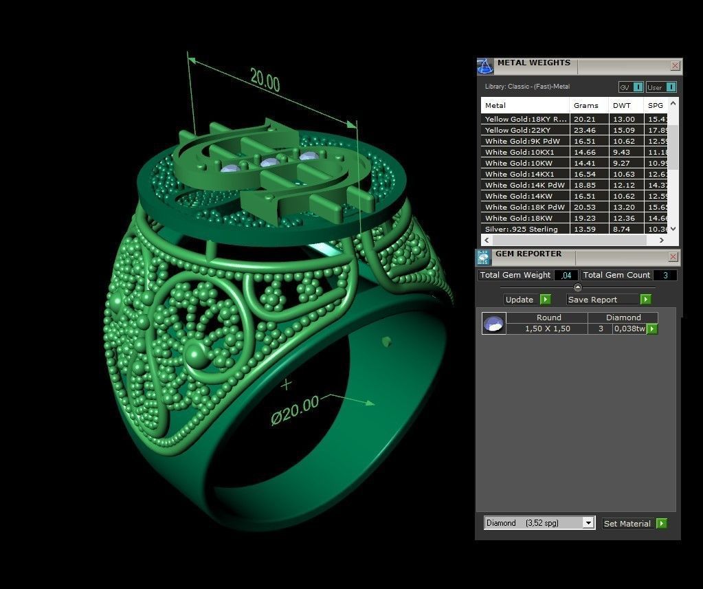 Man ring dollar filigree pattern  3D print model_2