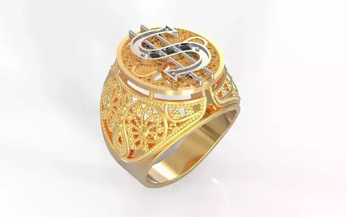 Man ring dollar filigree pattern  3D print model