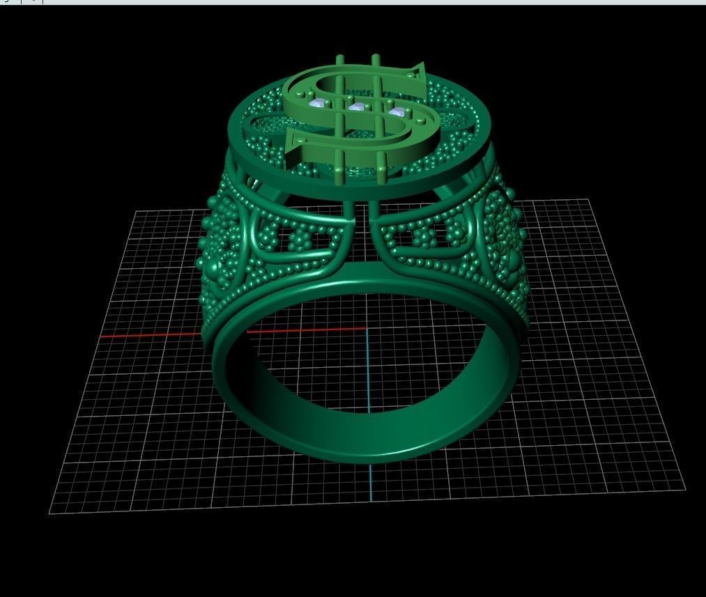 Man ring dollar filigree pattern  3D print model_5