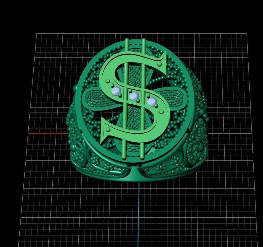 Man ring dollar filigree pattern  3D print model_6