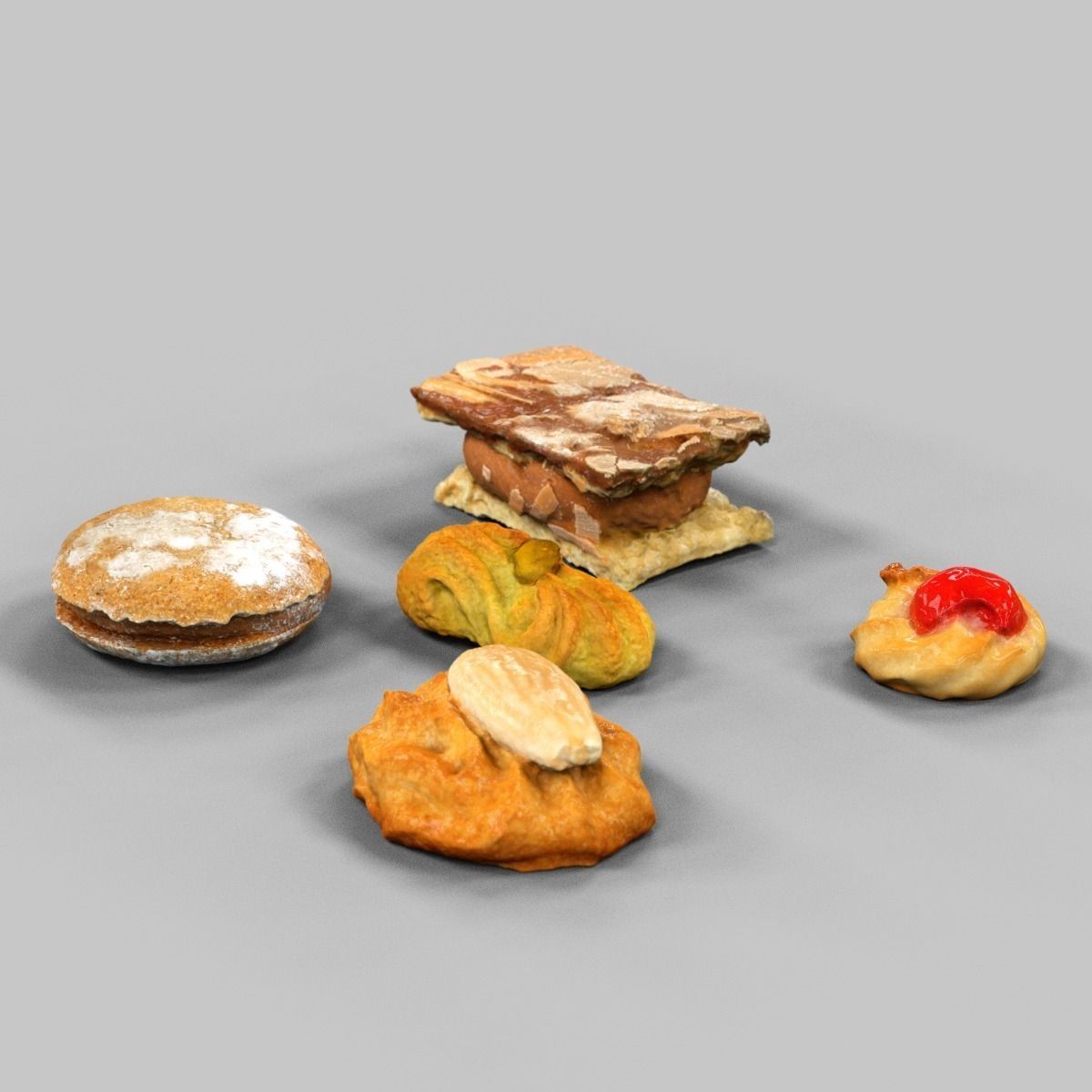 Cookie Collection 2 pastries Low-poly 3D model_3