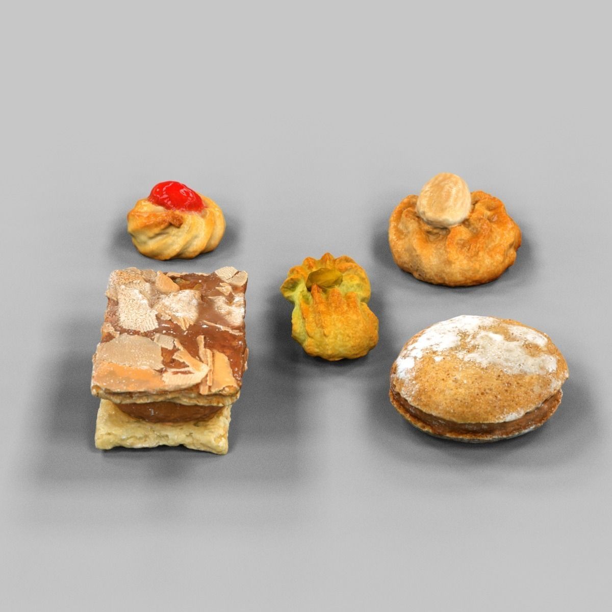 Cookie Collection 2 pastries Low-poly 3D model_4