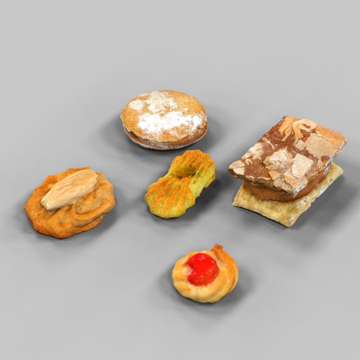 Cookie Collection 2 pastries Low-poly 3D model_5