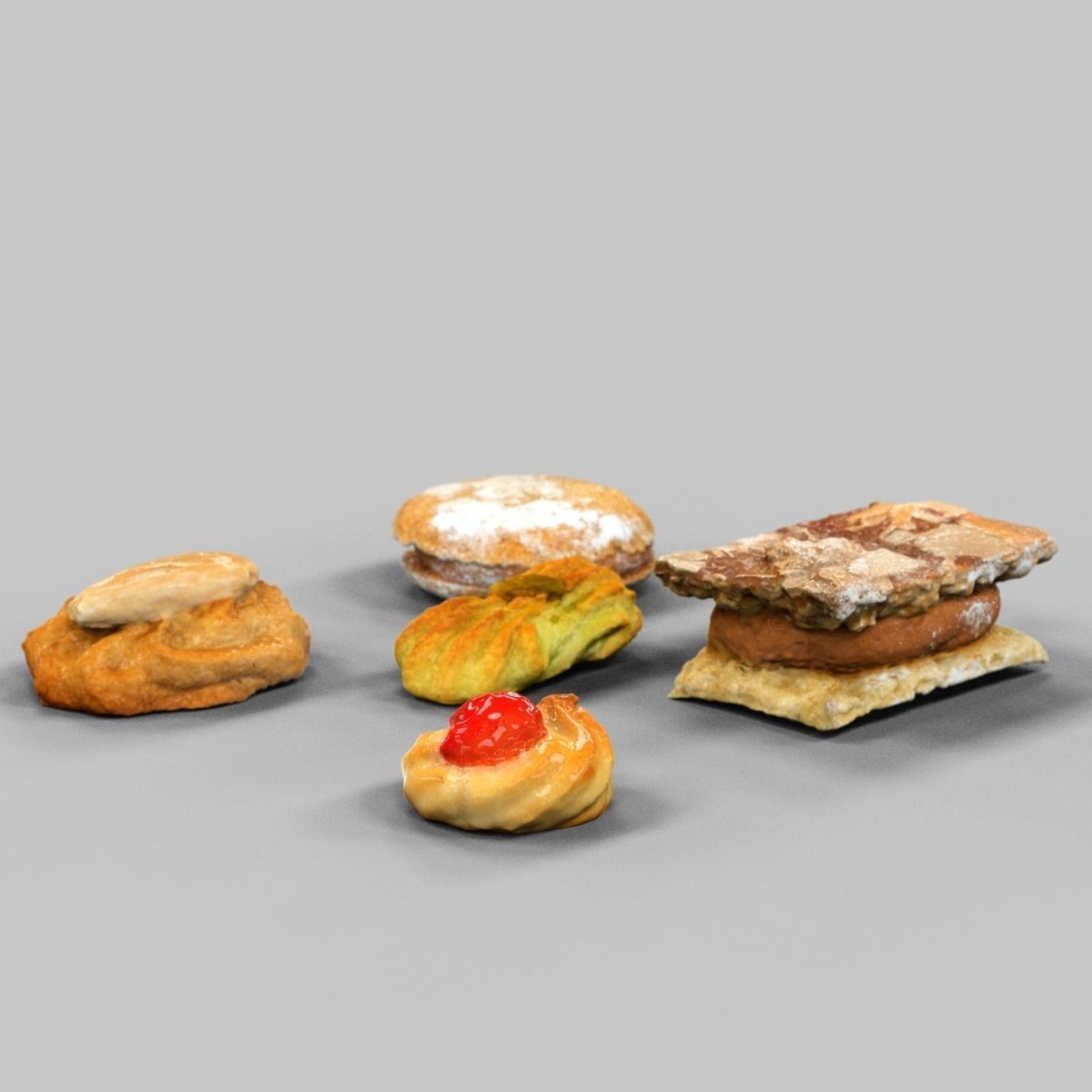 Cookie Collection 2 pastries Low-poly 3D model_2