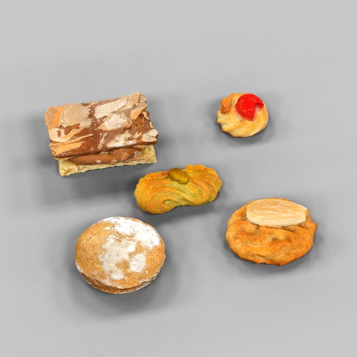 Cookie Collection 2 pastries Low-poly 3D model_0
