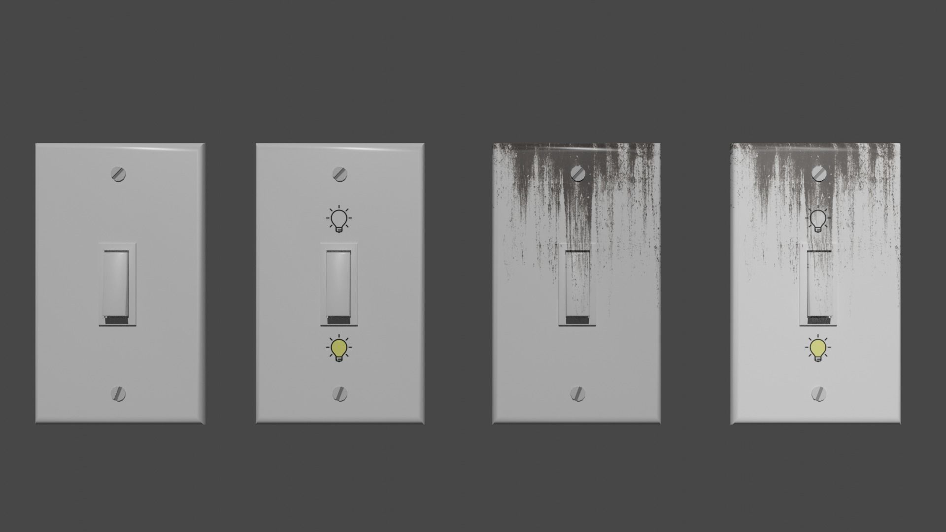 Light Switch 4 type of texture Low-poly 3D model_10