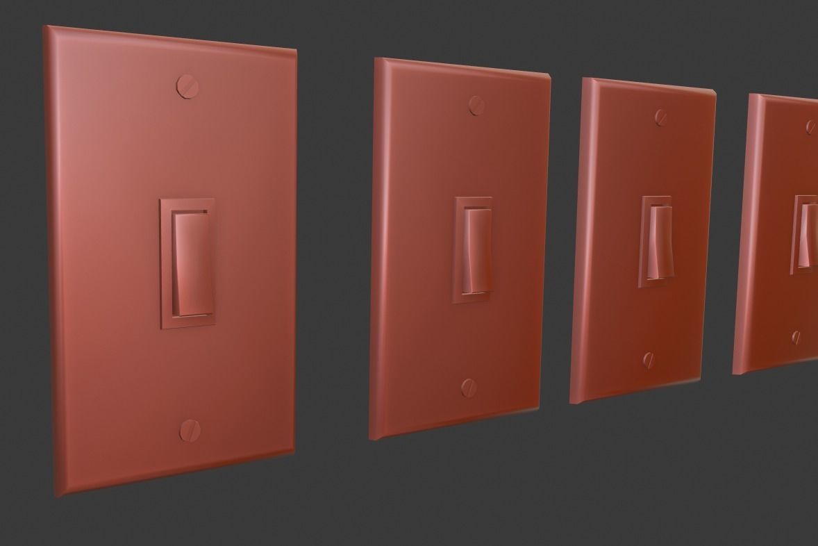 Light Switch 4 type of texture Low-poly 3D model_15