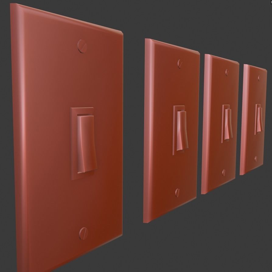 Light Switch 4 type of texture Low-poly 3D model_16