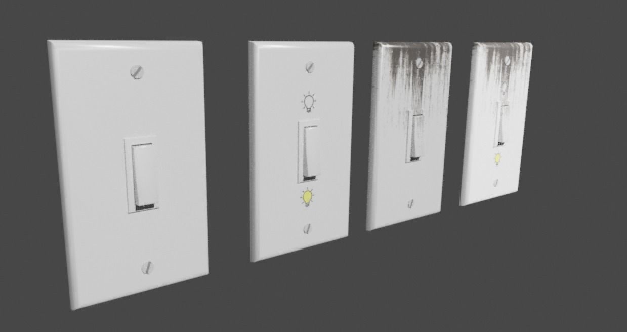 Light Switch 4 type of texture Low-poly 3D model_11