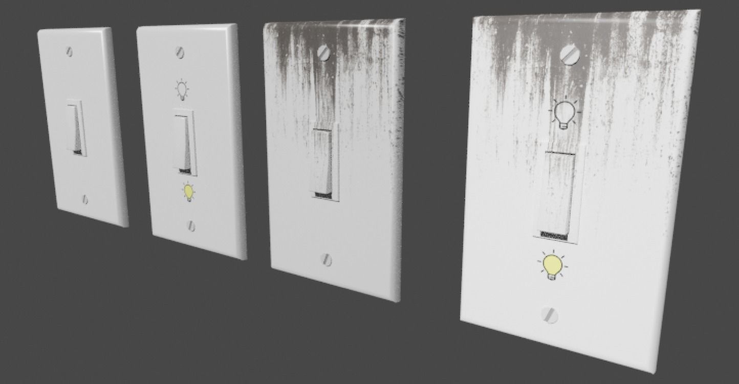 Light Switch 4 type of texture Low-poly 3D model_12