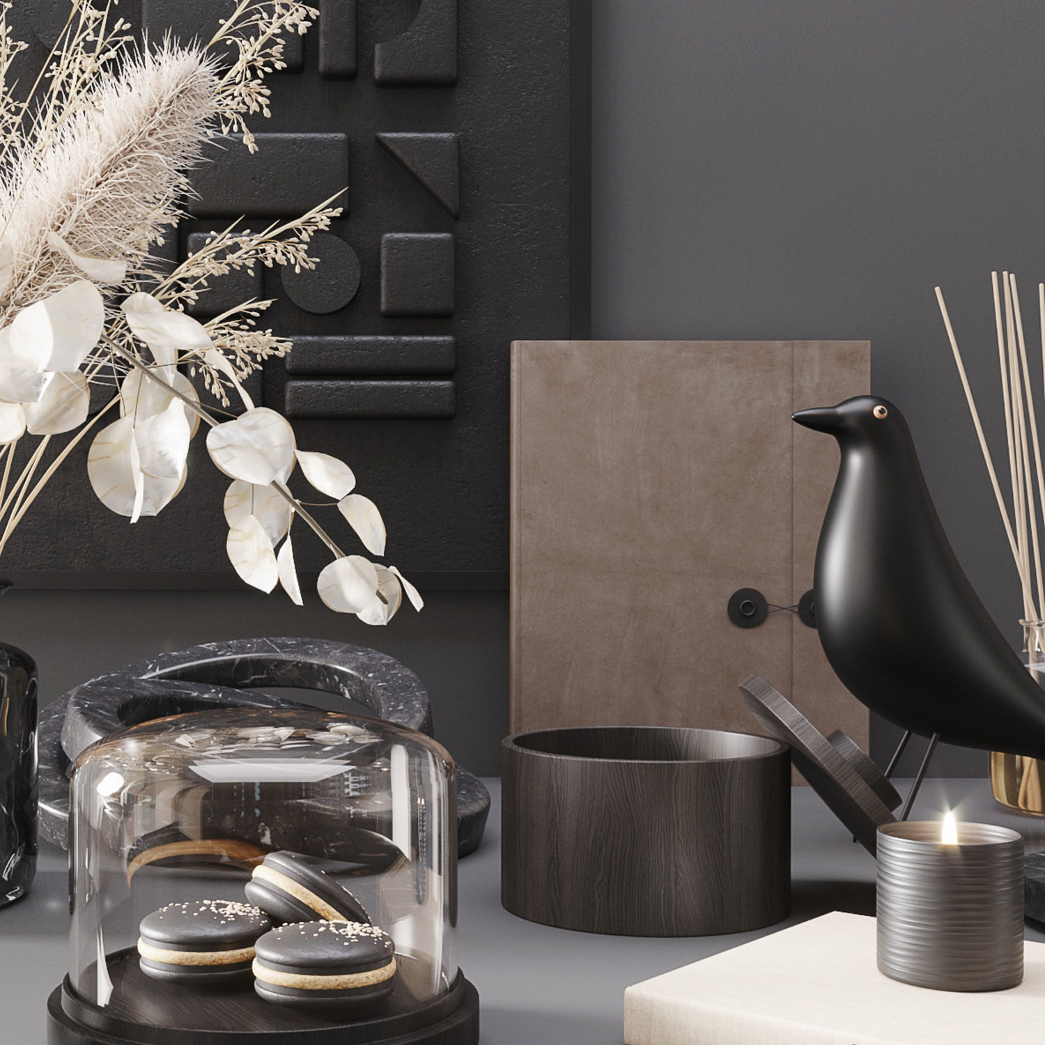 Black modern set 3D model_9