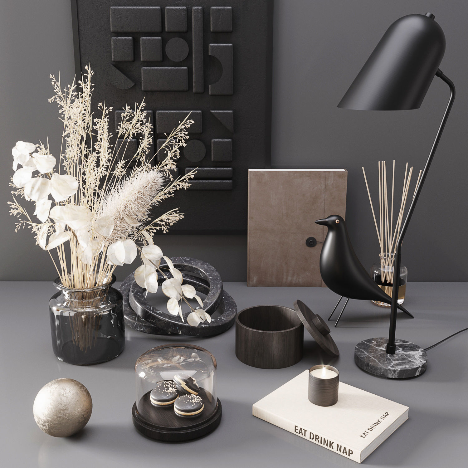 Black modern set 3D model_2