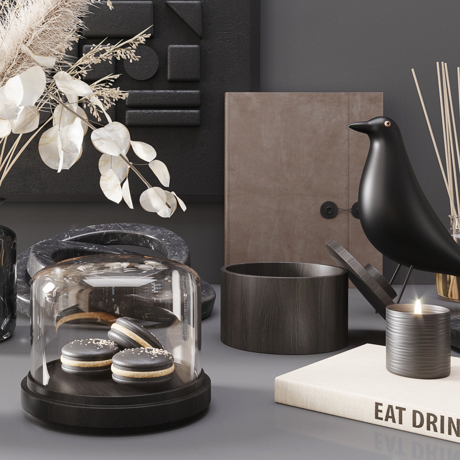 Black modern set 3D model_10