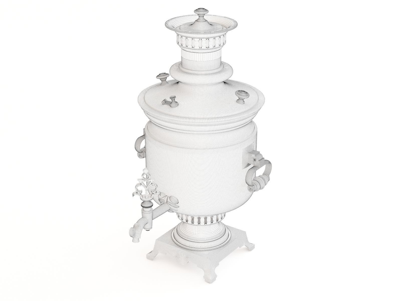 Samovar golden kettle 3D model_1