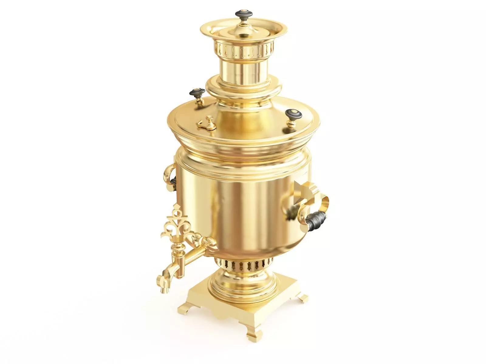 Samovar golden kettle 3D model_0