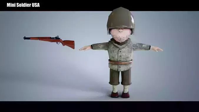 Mini Soldier USA WWII Low-poly 3D model