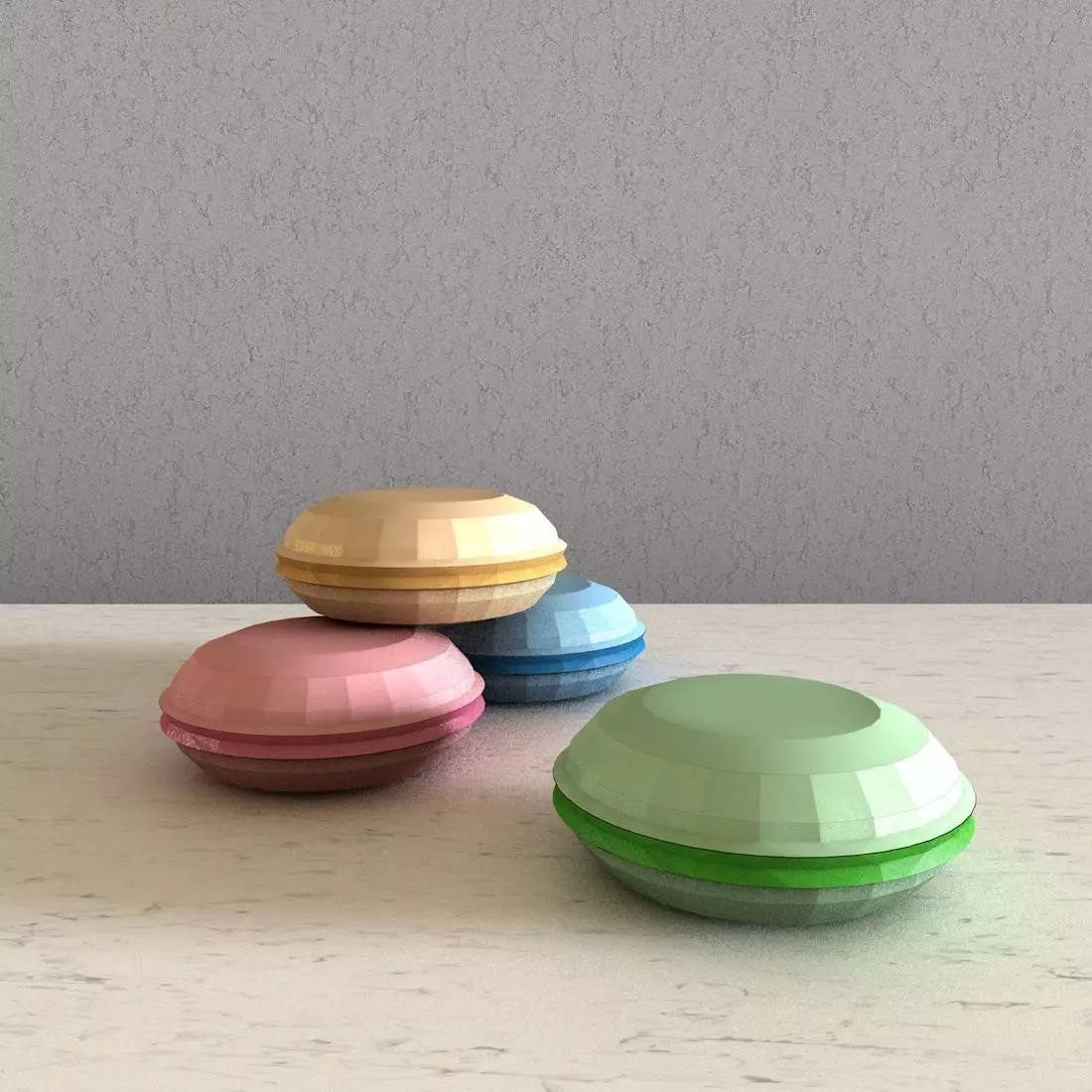 Lowpoly macaron plastic disk 3D model_0