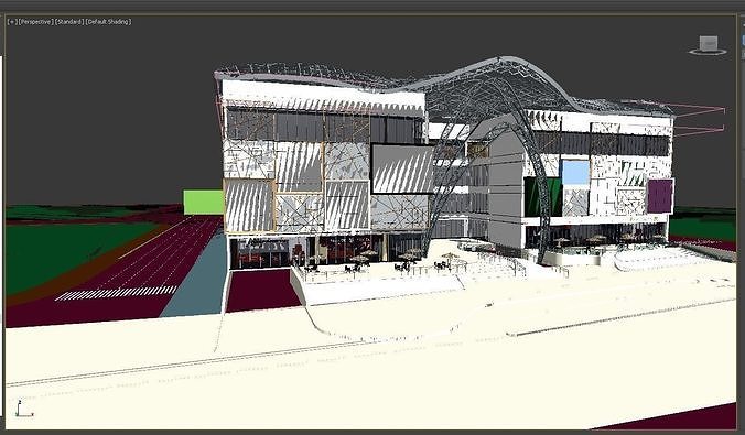 Exterior Retail Mall Animation Low-poly 3D model