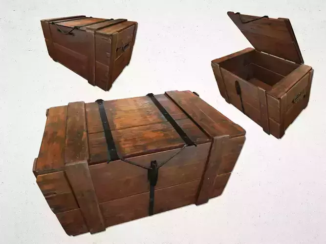 Crate 4 wooden chest with straps