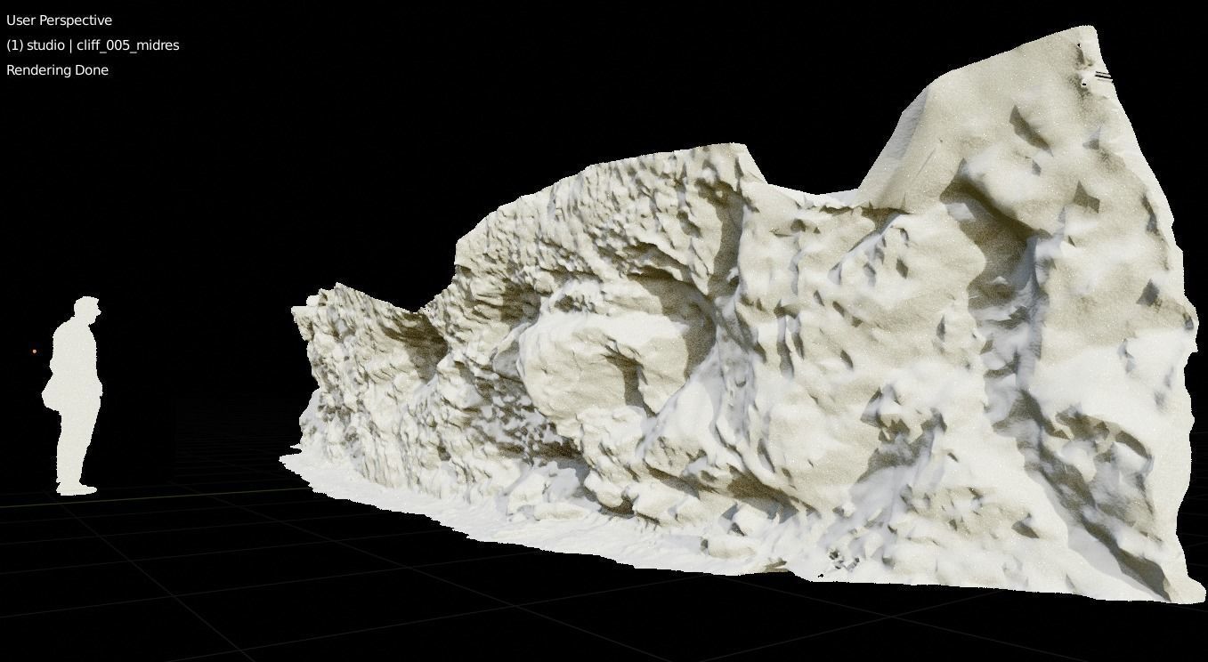 3d scanned cliff 005 Low-poly 3D model_3