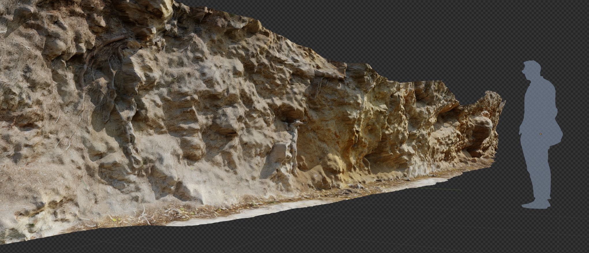 3d scanned cliff 005 Low-poly 3D model_2