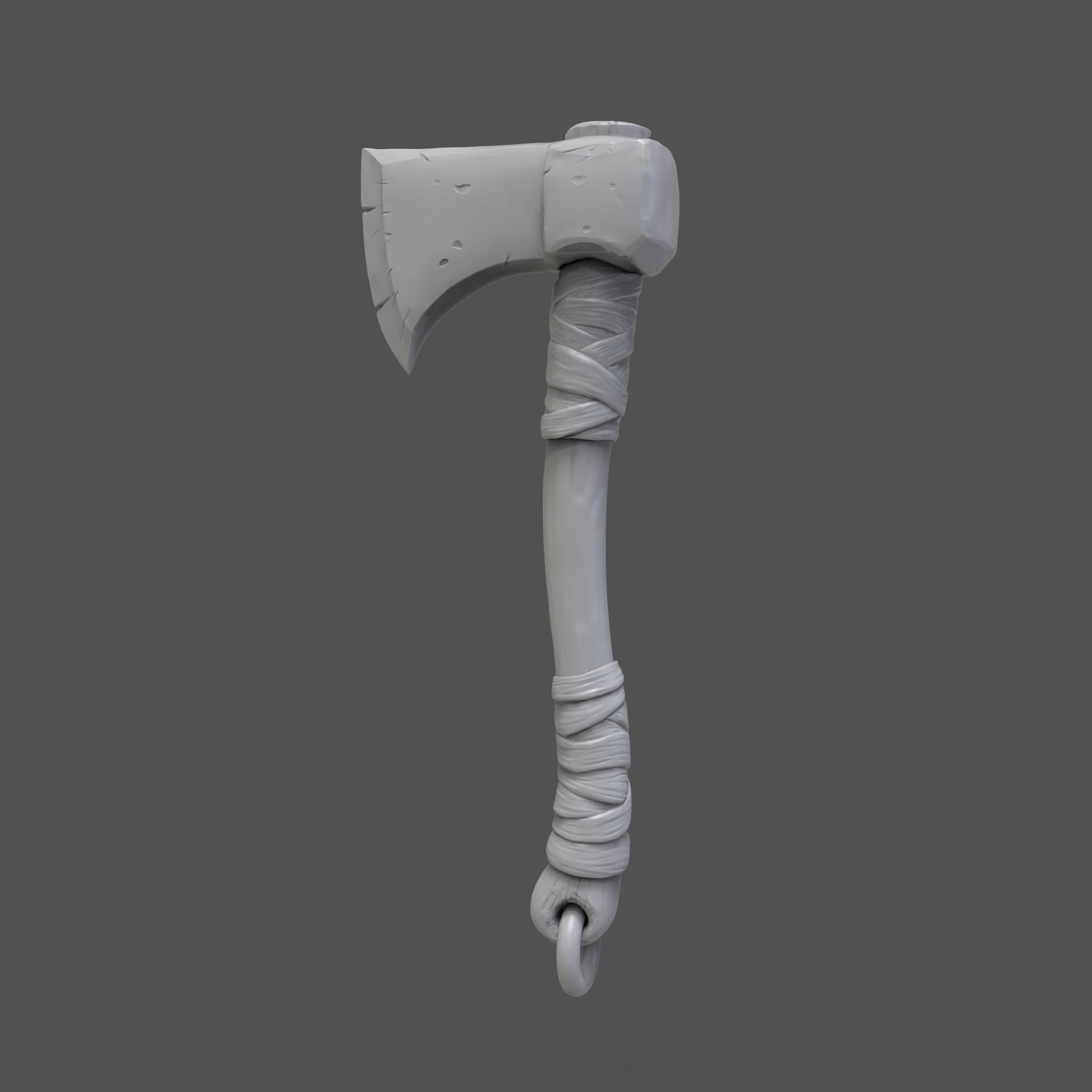 stylized axe 3d sculpted model 3D model_2
