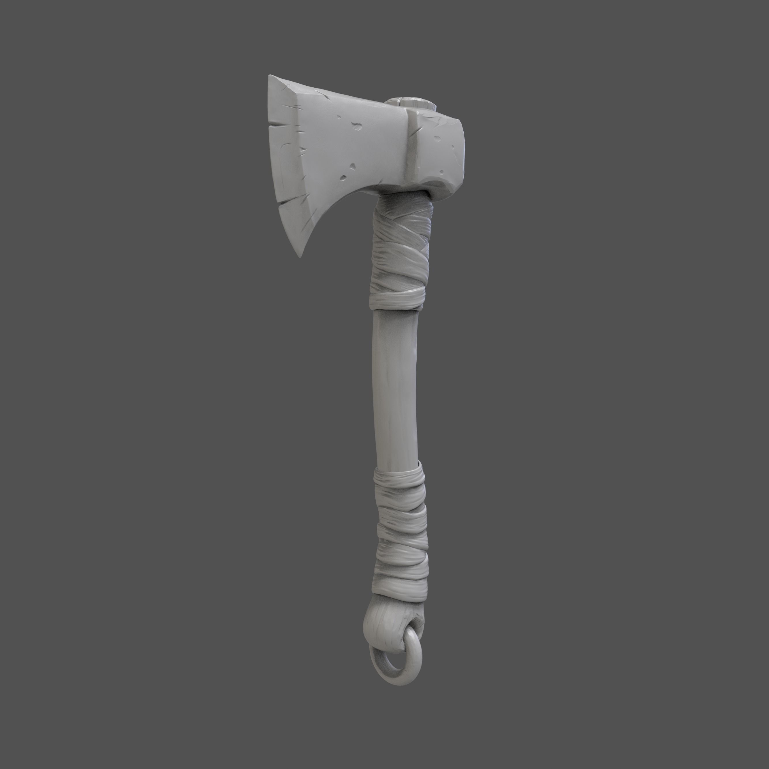 stylized axe 3d sculpted model 3D model_3