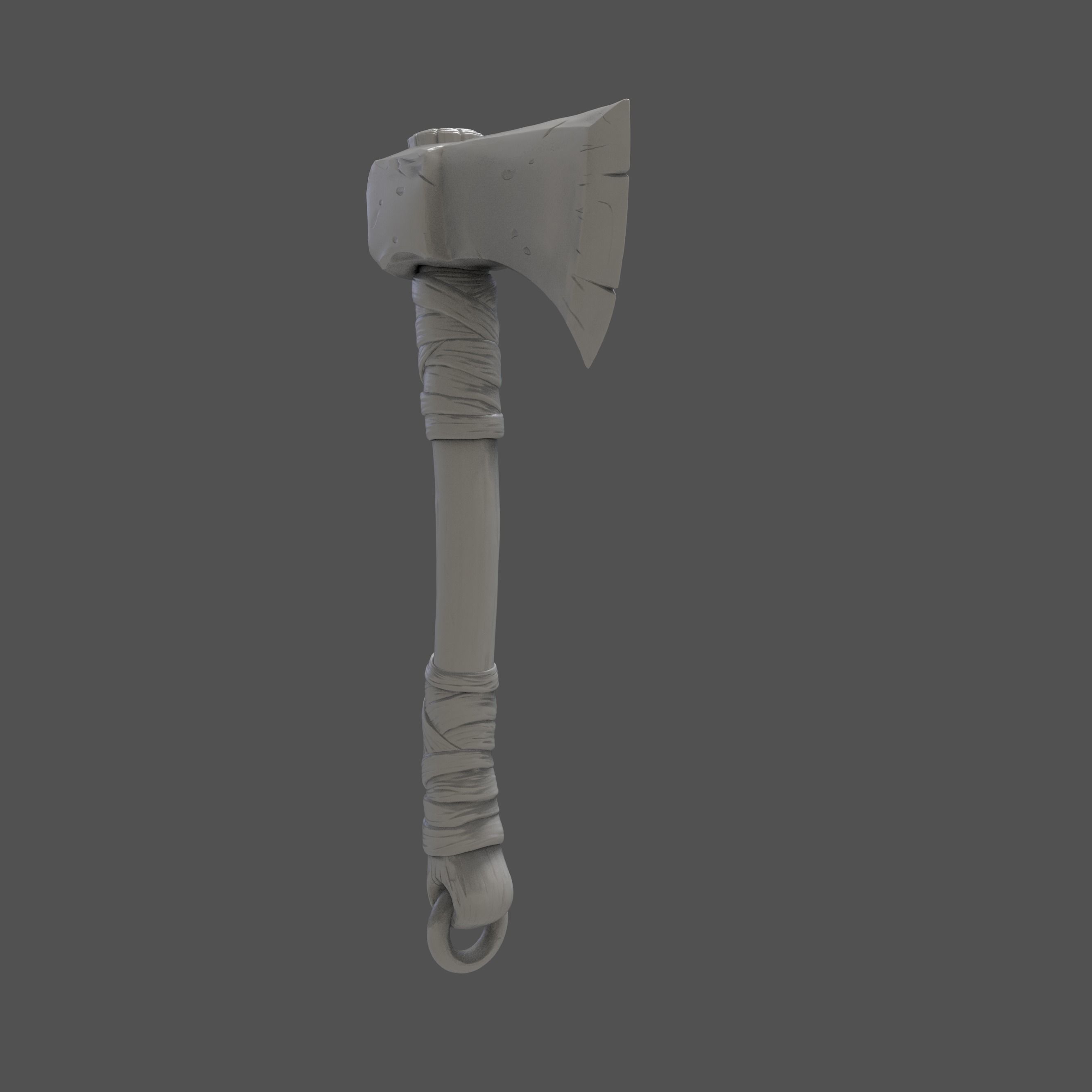 stylized axe 3d sculpted model 3D model_5