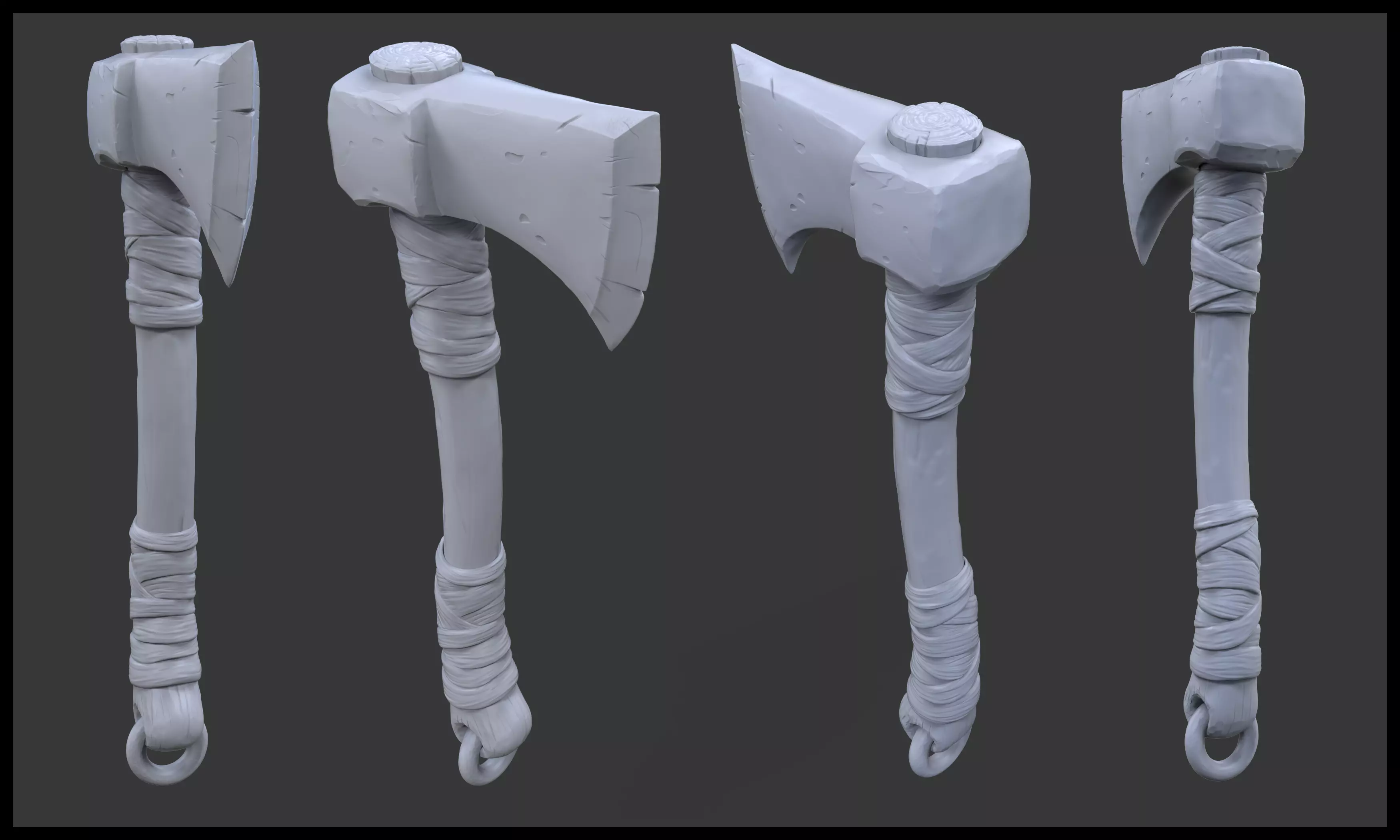 stylized axe 3d sculpted model 3D model_0