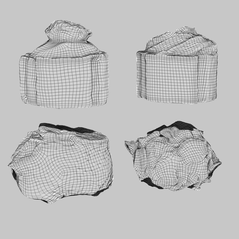 Pralines four pastries Low-poly 3D model_1