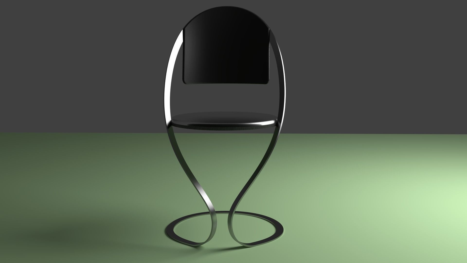 The Flute Chair Cruved Chrome and Leather 3D model_2