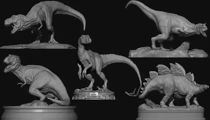 5 Pack Dinosaurs for 3d Print