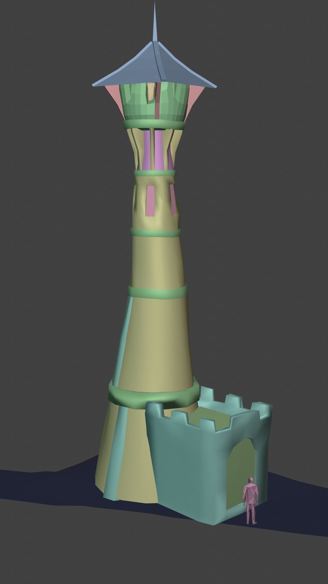 Medieval Fantasy Low Poly Watchtower - Hand Painted Textures Low-poly 3D model_7