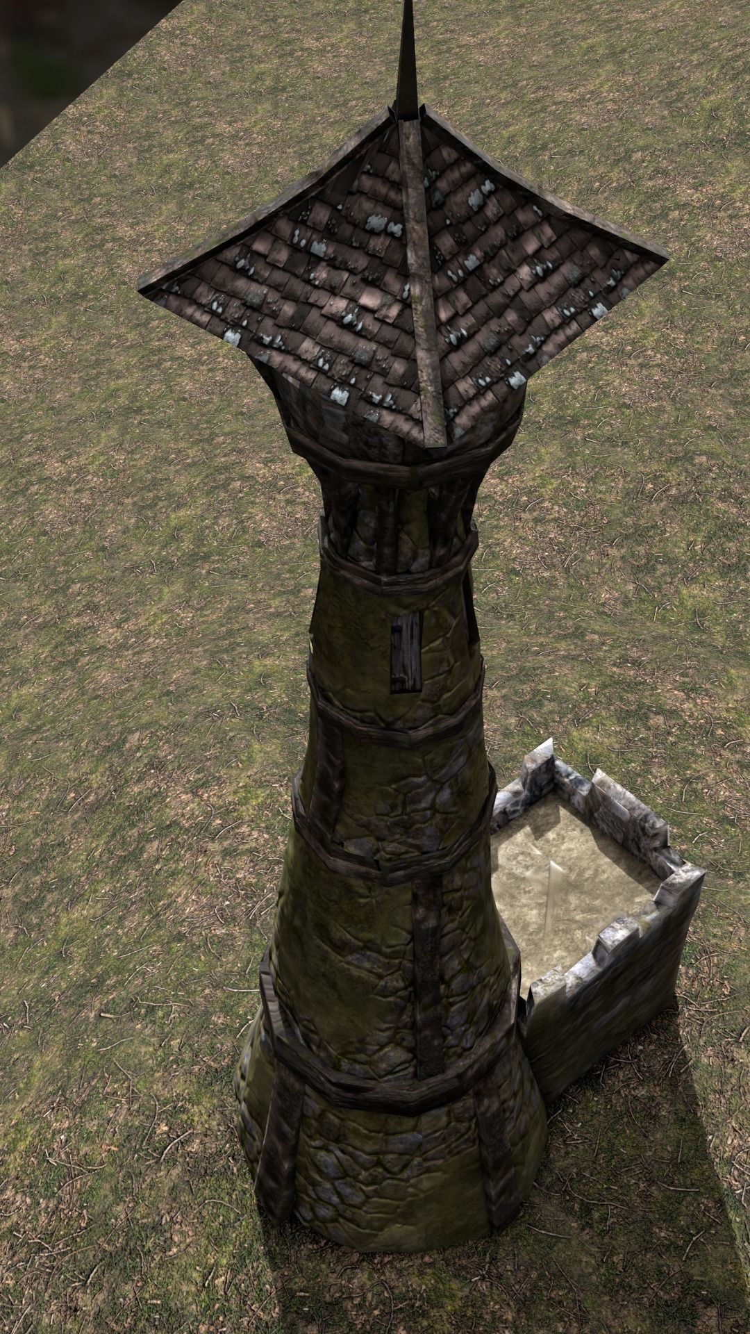 Medieval Fantasy Low Poly Watchtower - Hand Painted Textures Low-poly 3D model_4
