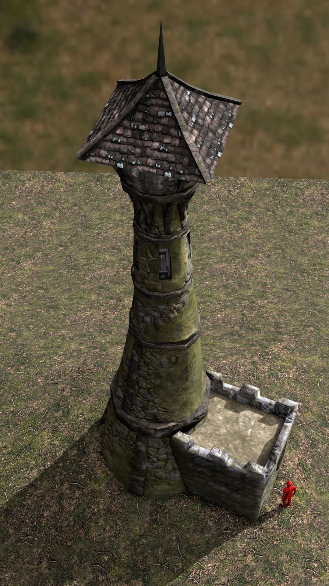 Medieval Fantasy Low Poly Watchtower - Hand Painted Textures Low-poly 3D model_3