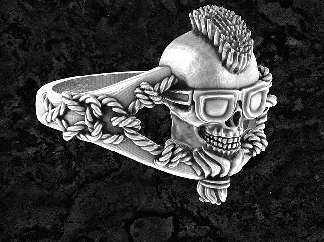35-skull scottish skull ring 3D print model