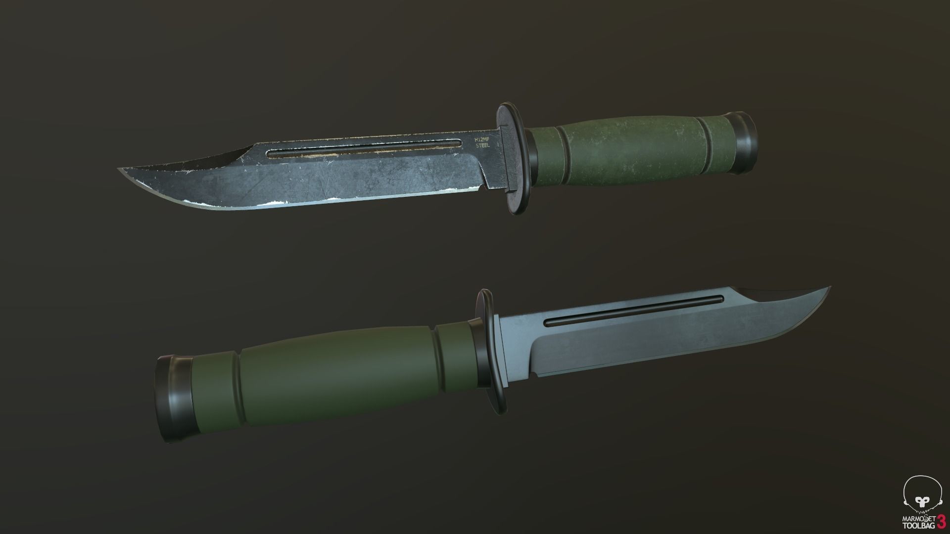 Game Ready Tactical Combat Knife Low-poly 3D model_2