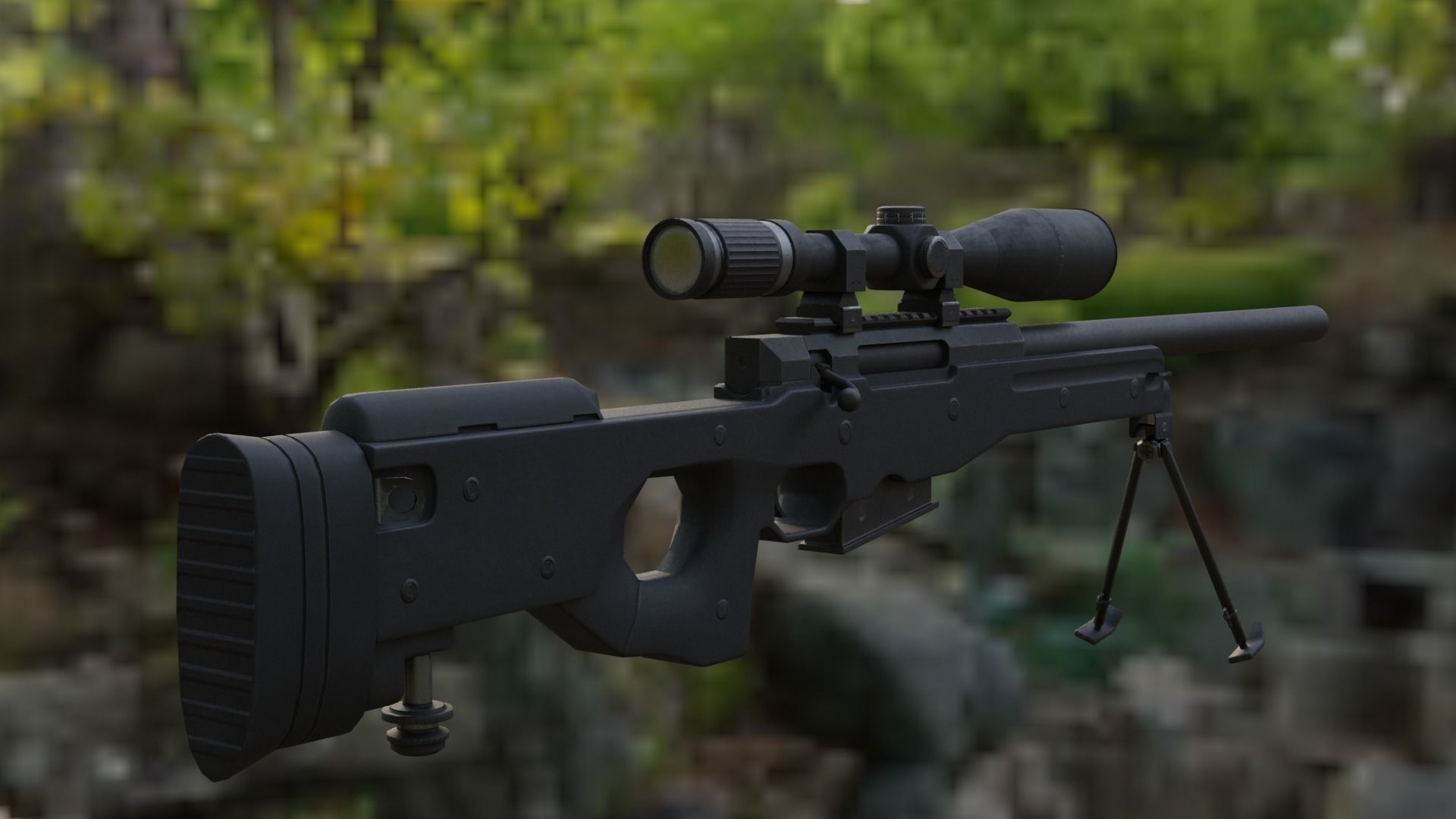 PBR Arctic Warfare Magnum and Police Game-Ready Low-poly 3D model_9