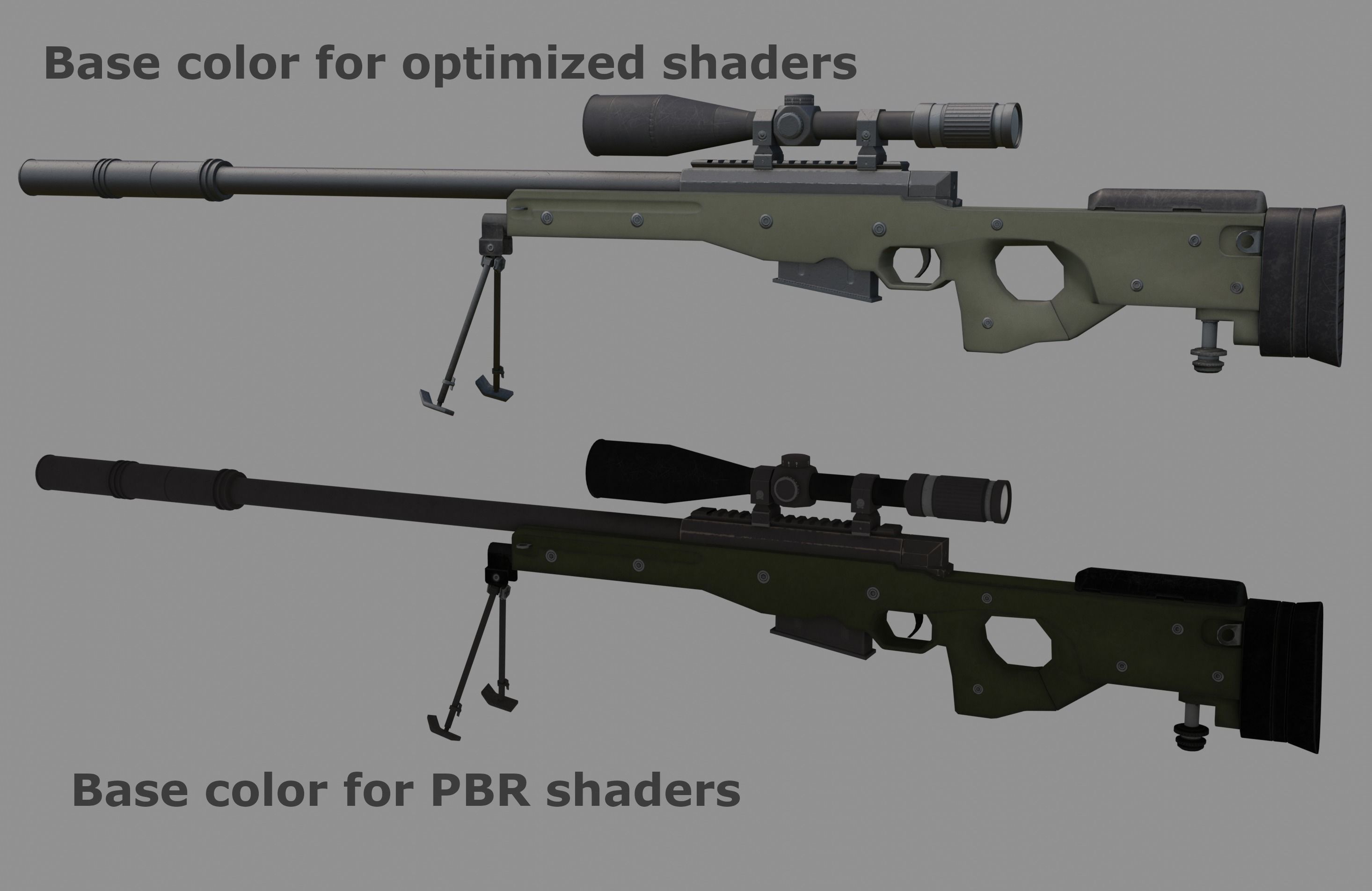 PBR Arctic Warfare Magnum and Police Game-Ready Low-poly 3D model_7