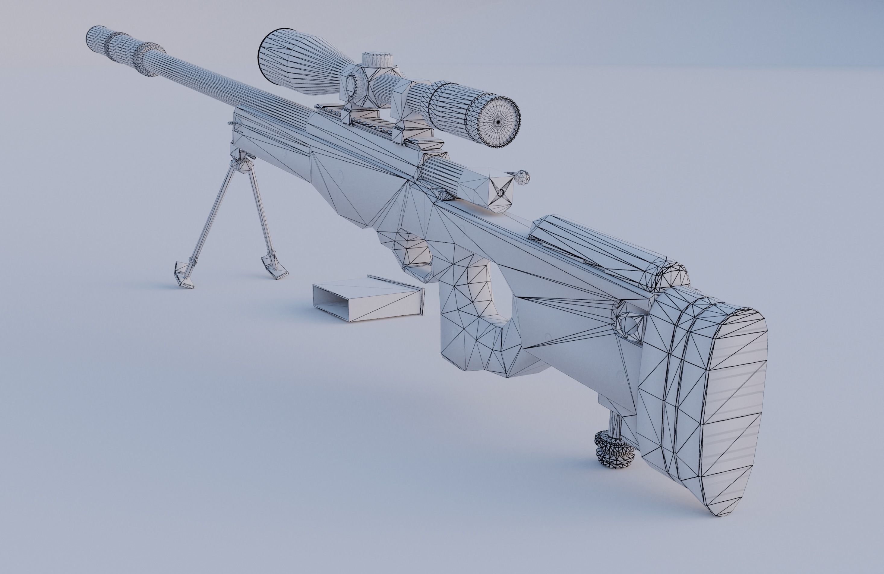PBR Arctic Warfare Magnum and Police Game-Ready Low-poly 3D model_6