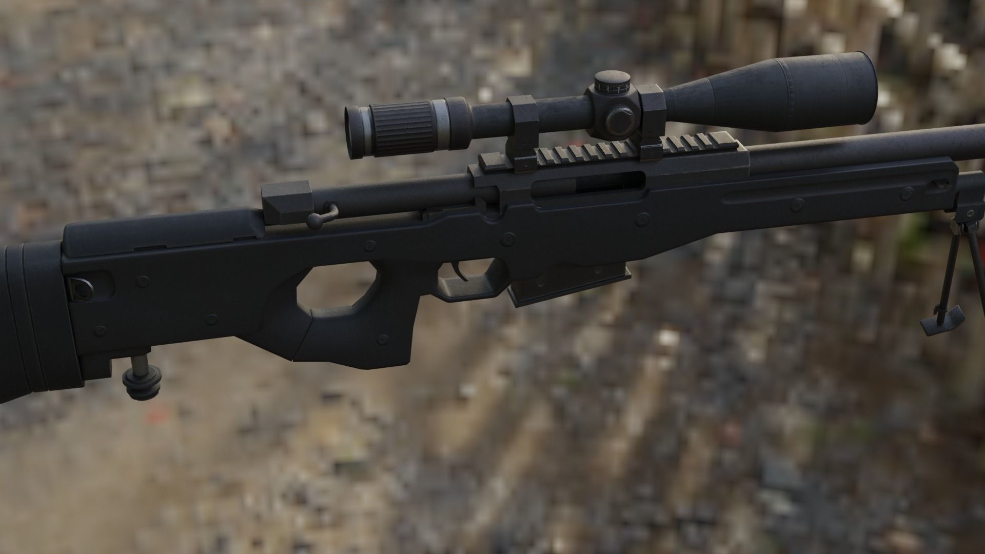PBR Arctic Warfare Magnum and Police Game-Ready Low-poly 3D model_10