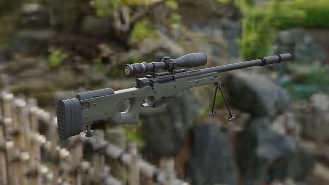 PBR Arctic Warfare Magnum and Police Game-Ready Low-poly 3D model