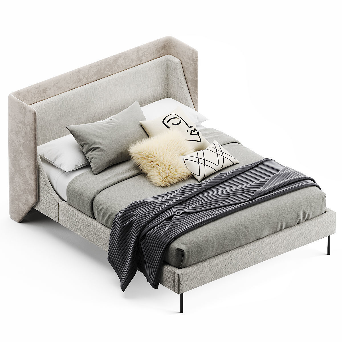 West Elm Thea Wing bed 3D model_1
