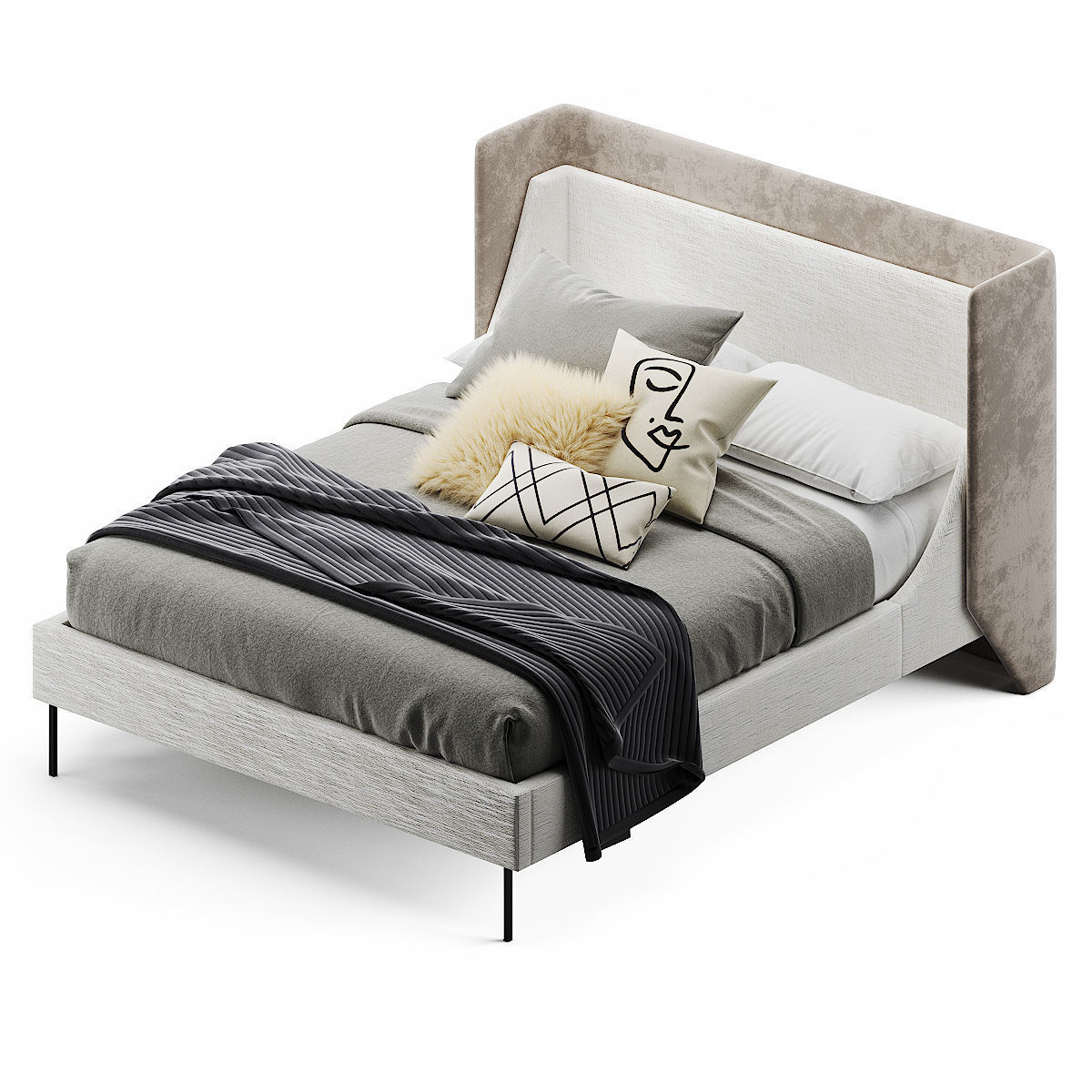 West Elm Thea Wing bed 3D model_3
