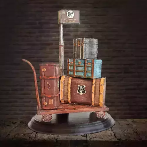 Harry Potter Trunks Luggage Cart - Hogwarts Express 3D print model