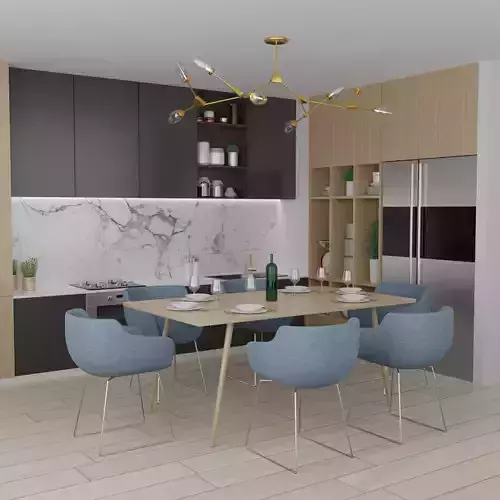 Realistic Low-Poly modern kitchen